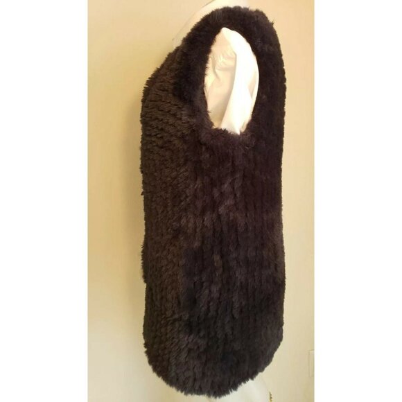 Love Token Faux Fur Vest Womens S Indigo Blue Sleeveless Jacket Groovy Long Wrap - Picture 7 of 11